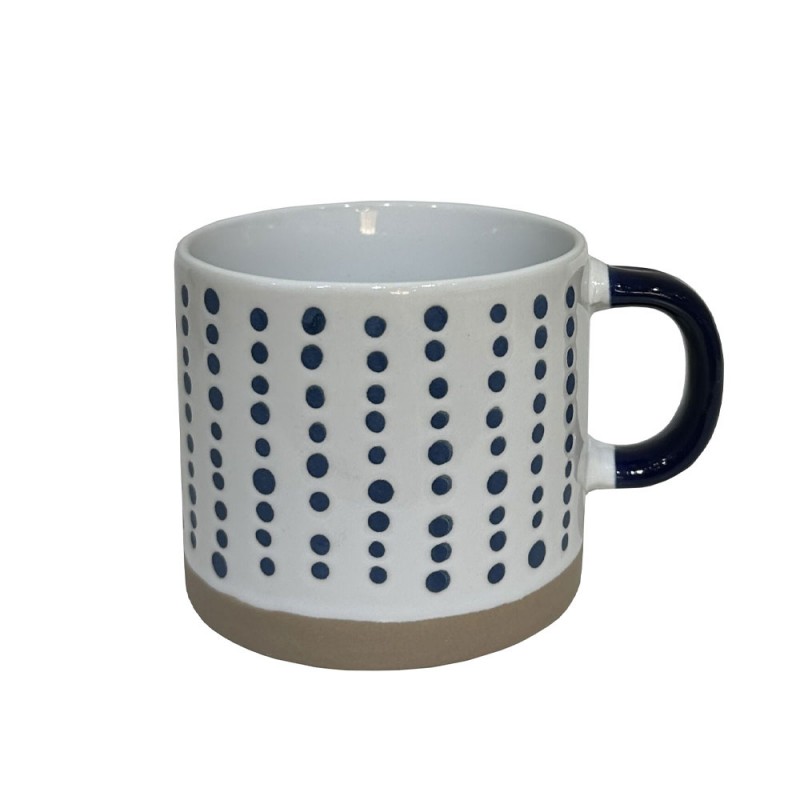 COZY ΚΟΥΠΑ 9x9x8cm STONEWARE ΛΕΥΚΟ MIDNIGHT BLUE ΜΠΕΖ