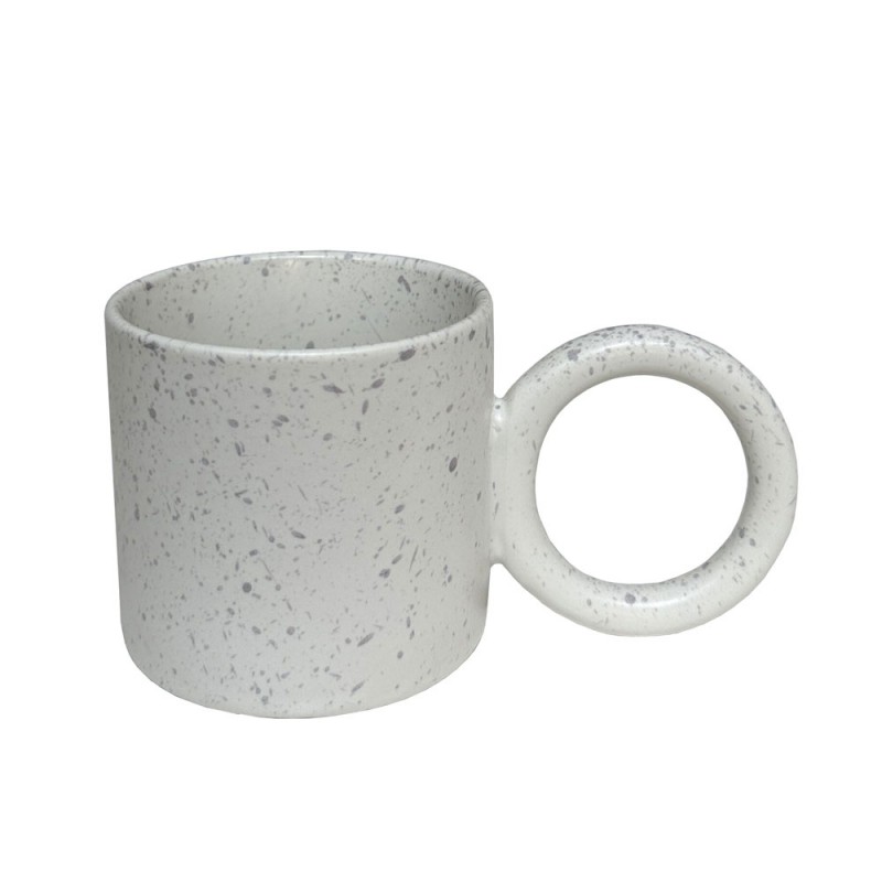 TERRAZZO ΚΟΥΠΑ 8x8x8cm STONEWARE ΛΕΥΚΟ ΓΚΡΙ