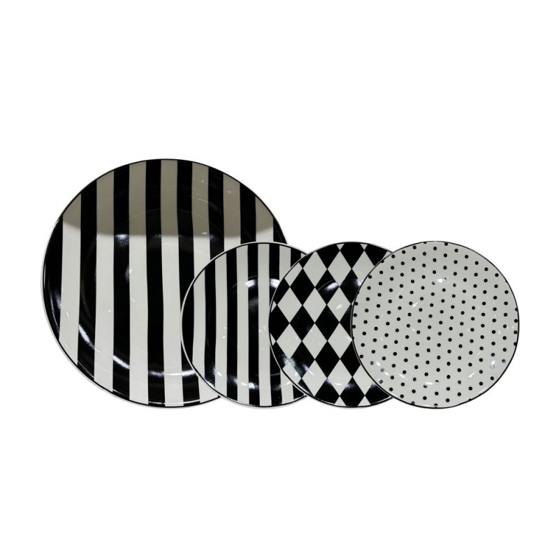 JOLIE ΠΙΑΤΟ ΓΛΥΚΟΥ SET 7ΤΜΧ 30x30x3cm NEW BONE CHINA ΛΕΥΚΟ ΜΑΥΡΟ