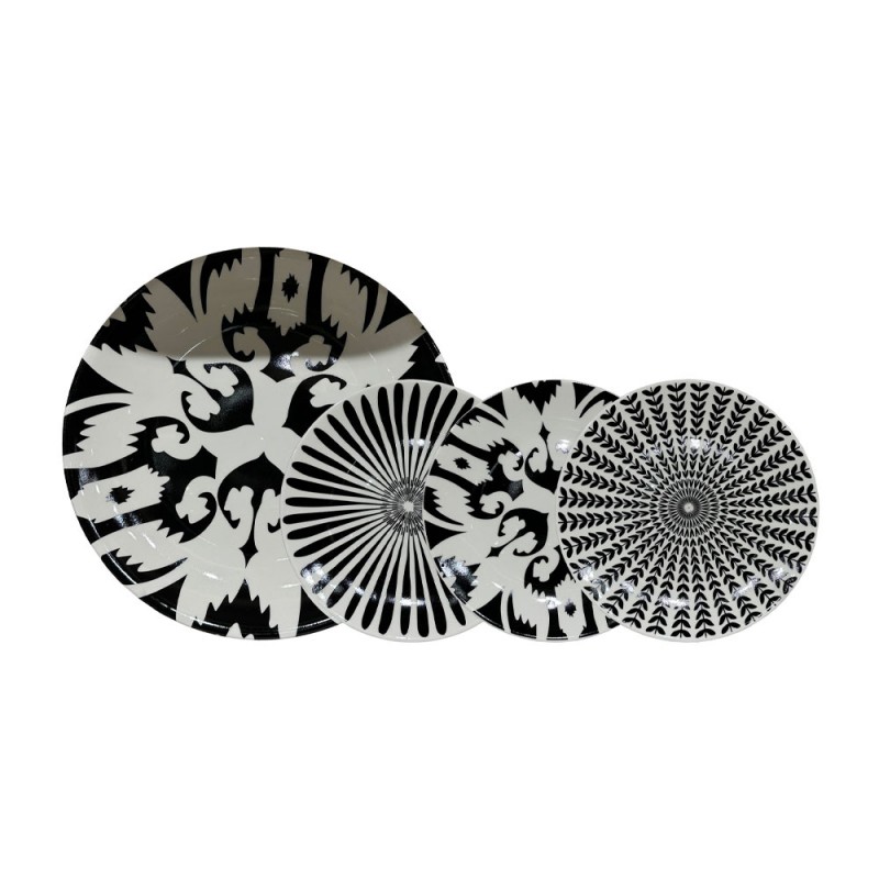 THYME ΠΙΑΤΟ ΓΛΥΚΟΥ SET 7ΤΜΧ 30x30x3cm NEW BONE CHINA ΛΕΥΚΟ ΜΑΥΡΟ