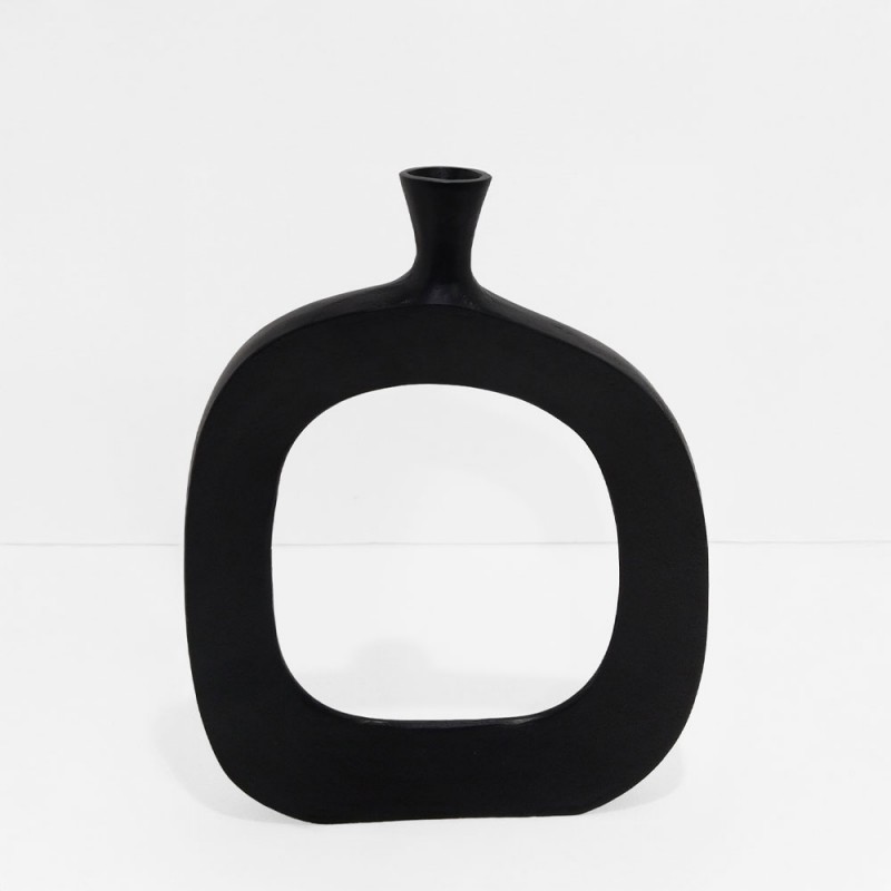ABSTRACT OVAL ΒΑΖΟ 37x6x50cm ΑΛΟΥΜΙΝΙΟ ΜΑΥΡΟ