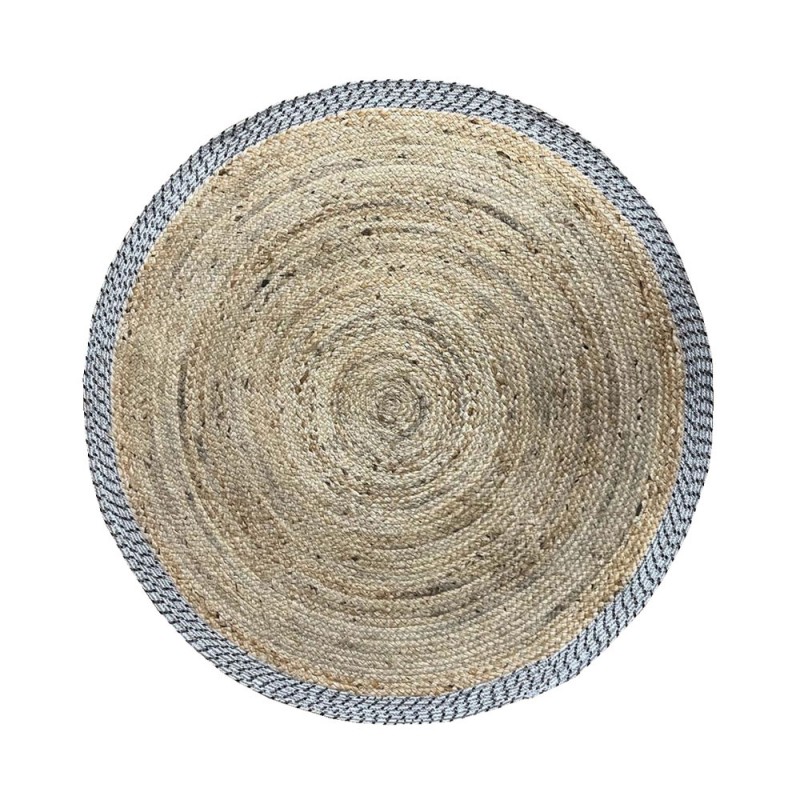 INES ΧΑΛΙ ΣΑΛΟΝΙΟΥ ΣΤΡΟΓΓΥΛΟ 150x150cm ΒΑΜΒΑΚΙ ΦΥΣΙΚΟ ΓΚΡΙ ΓΙΟΥΤΑ