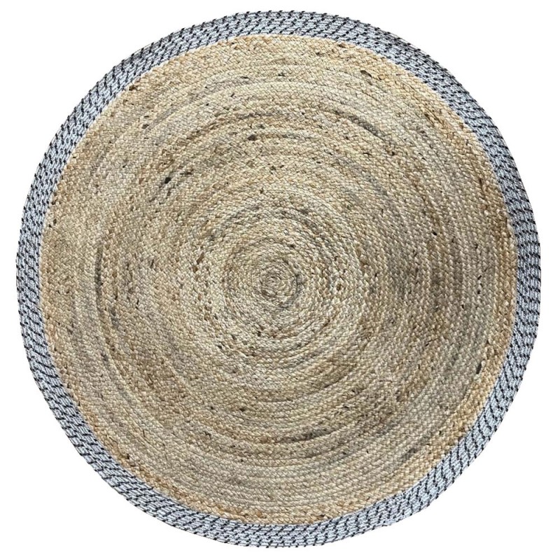 INES ΧΑΛΙ ΣΑΛΟΝΙΟΥ ΣΤΡΟΓΓΥΛΟ 180x180cm ΒΑΜΒΑΚΙ ΦΥΣΙΚΟ ΓΚΡΙ ΓΙΟΥΤΑ