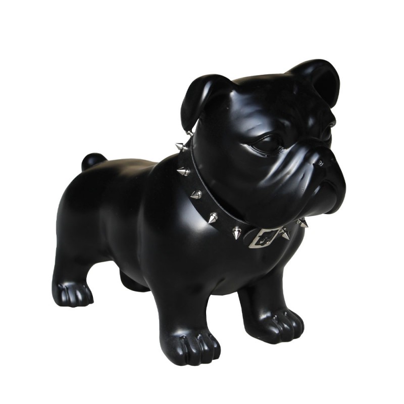 SPIKEY ΔΙΑΚΟΣΜΗΤΙΚΟ ΣΚΥΛΟΣ 48x21x38cm ΤΕΧΝΗΤΗ ΠΕΤΡΑ ΜΑΥΡΟ ΜΑΤ