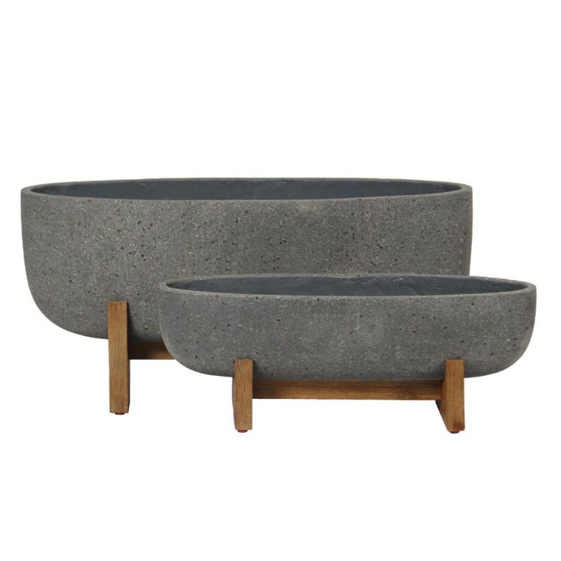 ZINNIA ΚΑΣΠΩ SET 2ΤΜΧ 75x24x32cm ΤΣΙΜΕΝΤΟ ΑΝΘΡΑΚΙ ΦΥΣΙΚΟ ΞΥΛΟ