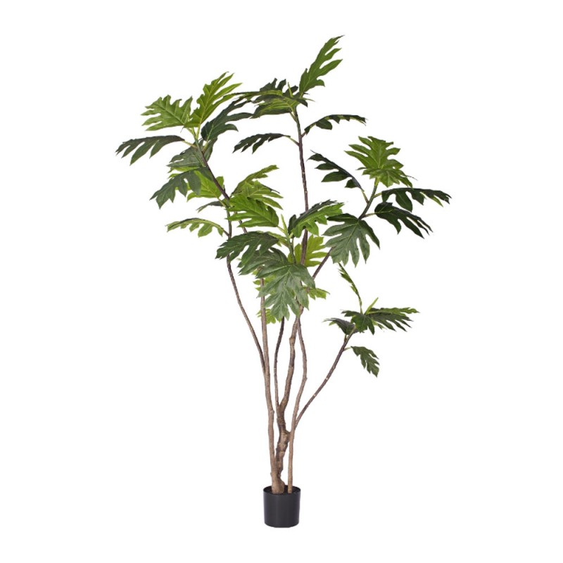 BREADFRUIT TREE ΔΕΝΤΡΟ ΤΕΧΝΗΤΟ ΣΕ ΓΛΑΣΤΡΑ 240cm PE ΠΡΑΣΙΝΟ ΜΕΤΑΞΩΤΟ ΥΦΑΣΜΑ