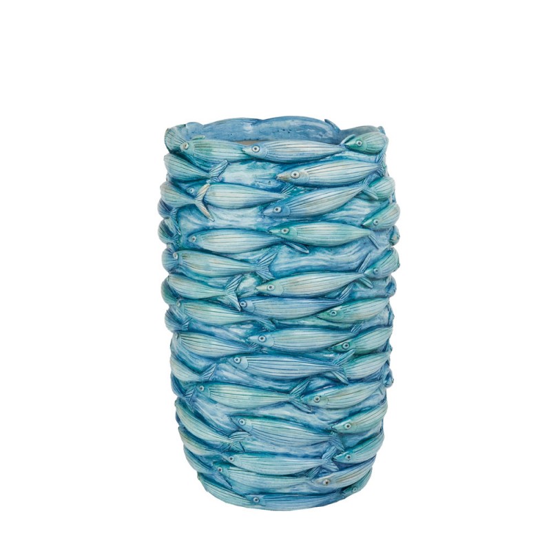 OCEAN ΒΑΖΟ 29x28x45cm POLYRESIN ΜΠΛΕ