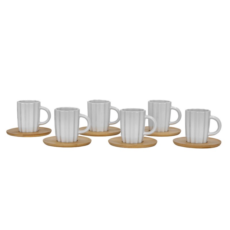 CACTUS ΚΟΥΠΑ ESPRESSO SET 6ΤΜΧ 32x28x7cm ΠΟΡΣΕΛΑΝΗ ΛΕΥΚΟ ΦΥΣΙΚΟ BAMBOO