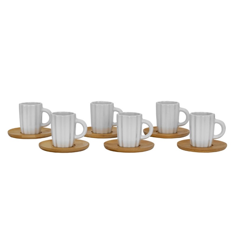 CACTUS ΚΟΥΠΑ ESPRESSO SET 6ΤΜΧ 27x22x6cm ΠΟΡΣΕΛΑΝΗ ΛΕΥΚΟ ΦΥΣΙΚΟ BAMBOO