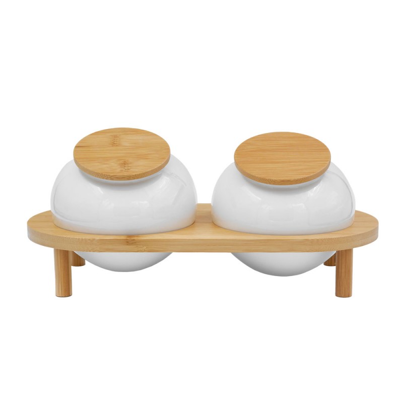 CURVE ΔΟΧΕΙΟ ΑΠΟΘΗΚΕΥΣΗΣ ΜΕ ΚΑΠΑΚΙ SET 2ΤΜΧ 33x16x13cm ΠΟΡΣΕΛΑΝΗ ΛΕΥΚΟ ΦΥΣΙΚΟ BAMBOO