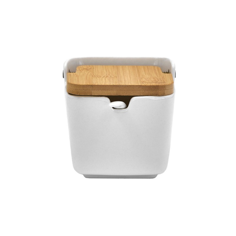 CURVE ΔΟΧΕΙΟ ΑΠΟΘΗΚΕΥΣΗΣ ΜΕ ΚΑΠΑΚΙ 10x10x9cm ΠΟΡΣΕΛΑΝΗ ΛΕΥΚΟ ΦΥΣΙΚΟ BAMBOO