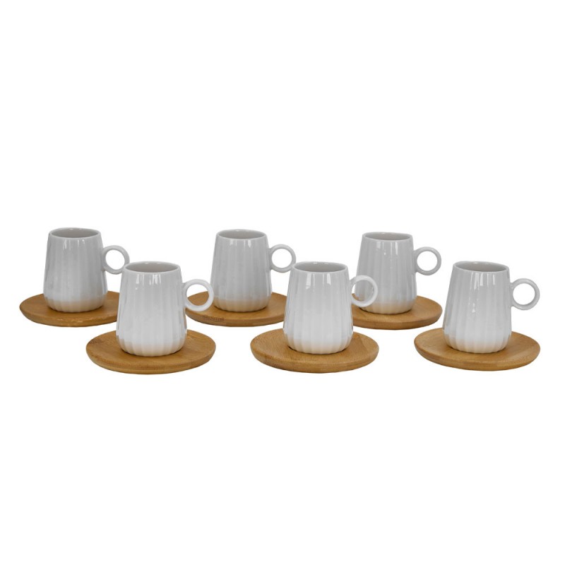 RIPPLE ΚΟΥΠΑ ESPRESSO SET 6ΤΜΧ 26x23x6cm ΠΟΡΣΕΛΑΝΗ ΛΕΥΚΟ ΦΥΣΙΚΟ BAMBOO