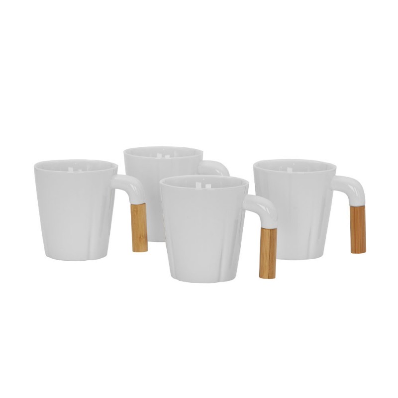 NORDIC ΚΟΥΠΑ SET 4ΤΜΧ 23x23x9cm ΠΟΡΣΕΛΑΝΗ ΛΕΥΚΟ ΦΥΣΙΚΟ BAMBOO