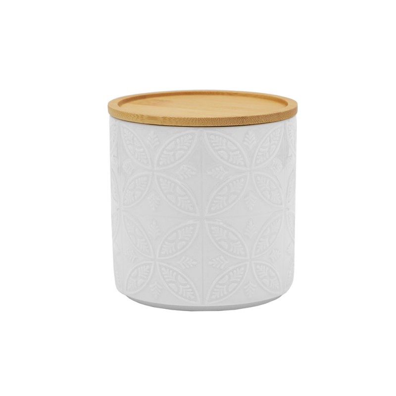 FLEURS ΔΟΧΕΙΟ ΑΠΟΘΗΚΕΥΣΗΣ ΜΕ ΚΑΠΑΚΙ 11x11x11cm ΠΟΡΣΕΛΑΝΗ ΛΕΥΚΟ ΦΥΣΙΚΟ BAMBOO