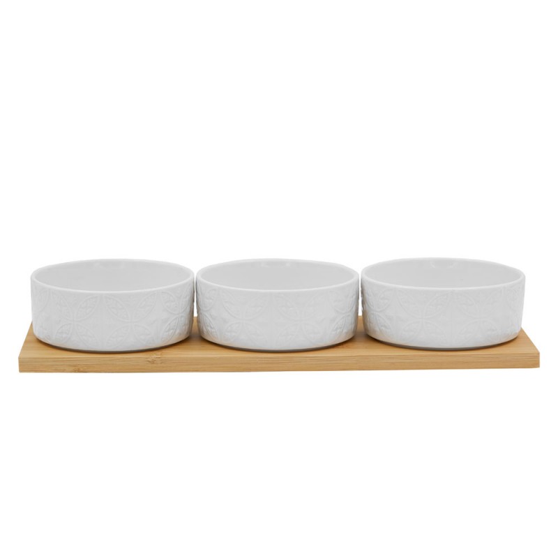 FLEURS ΜΠΩΛ SET 3ΤΜΧ 29x10x5cm ΠΟΡΣΕΛΑΝΗ ΛΕΥΚΟ ΦΥΣΙΚΟ BAMBOO