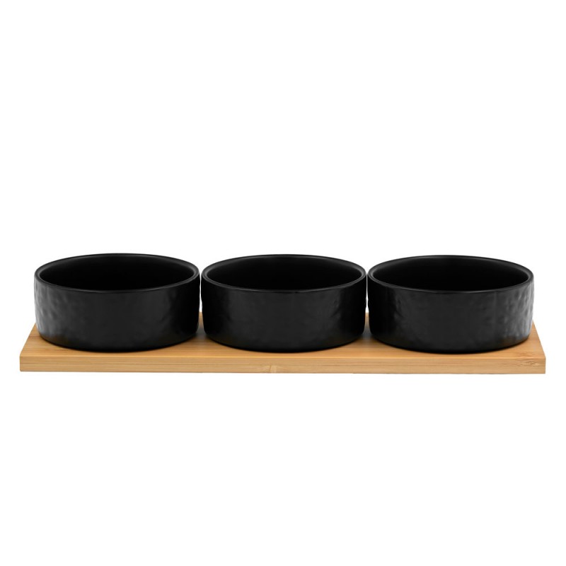 FLEURS ΜΠΩΛ SET 3ΤΜΧ 29x10x5cm ΠΟΡΣΕΛΑΝΗ ΜΑΥΡΟ ΦΥΣΙΚΟ BAMBOO