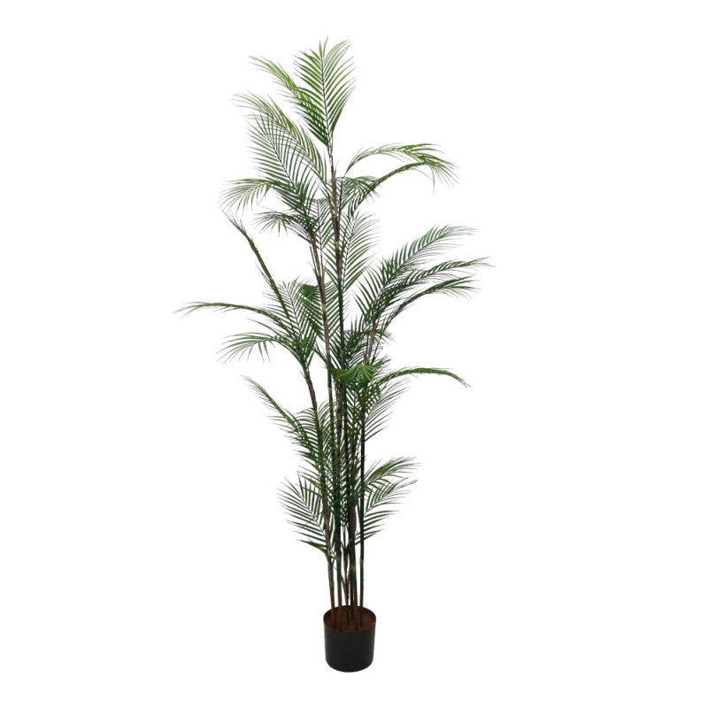 MAJESTY PALM ΔΕΝΤΡΟ ΤΕΧΝΗΤΟ ΣΕ ΓΛΑΣΤΡΑ 180cm PVC ΠΡΑΣΙΝΟ ΜΑΥΡΟ ΤΣΙΜΕΝΤΟ