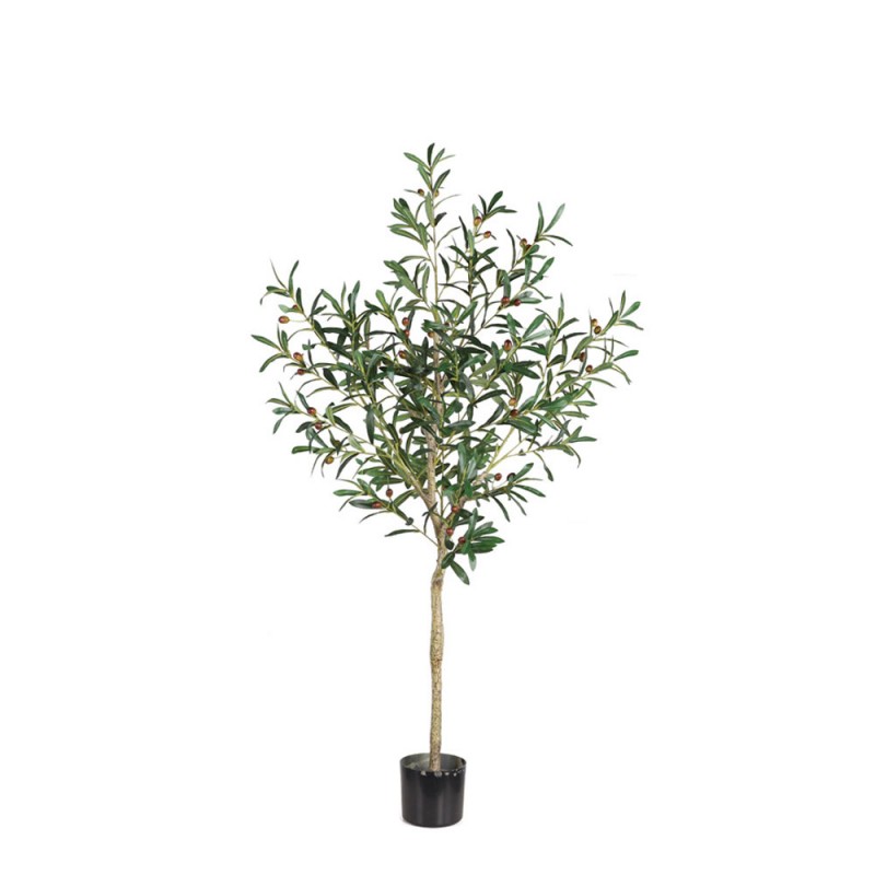 OLIVE TREE ΔΕΝΤΡΟ ΤΕΧΝΗΤΟ ΣΕ ΓΛΑΣΤΡΑ 155cm PVC ΠΡΑΣΙΝΟ ΜΑΥΡΟ ΤΣΙΜΕΝΤΟ