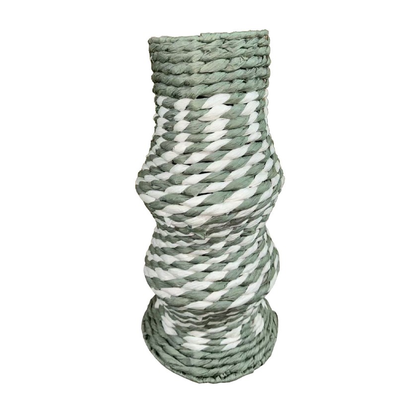 KEA ΒΑΖΟ ΜΕ ΚΑΠΑΚΙ 12x12x35cm PAPER ROPE ΦΥΣΙΚΟ ΛΕΥΚΟ ΜΕΝΤΑ