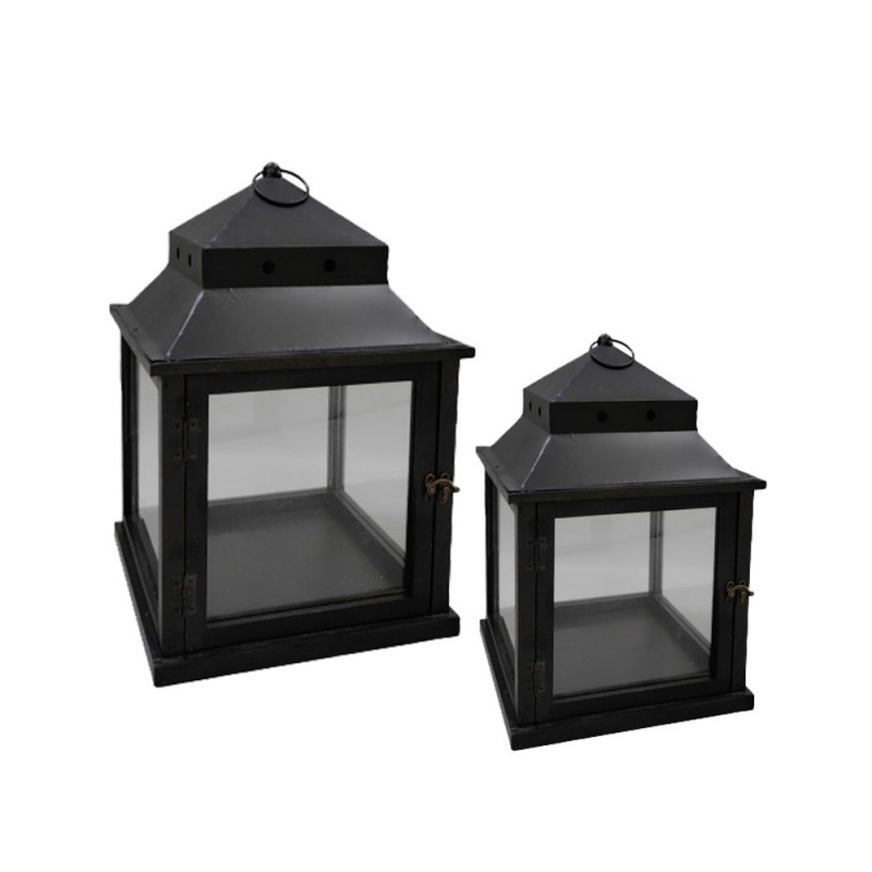 NUBIA ΦΑΝΑΡΙ 36x36x58cm ΜΕΤΑΛΛΟ ΜΑΥΡΟ ΞΥΛΟ ΕΛΑΤΟΥ