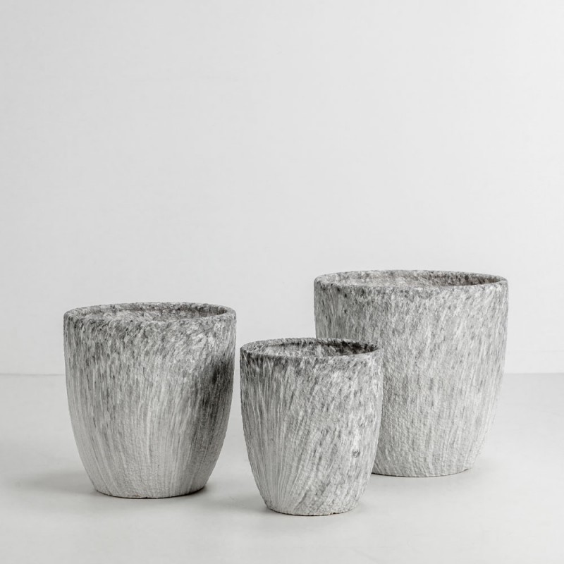 VINSON ΓΛΑΣΤΡΑ ΣΕΤ 3ΤΜΧ 30x30x31cm ΚΕΡΑΜΙΚΟ ΓΚΡΙ ΛΕΥΚΟ