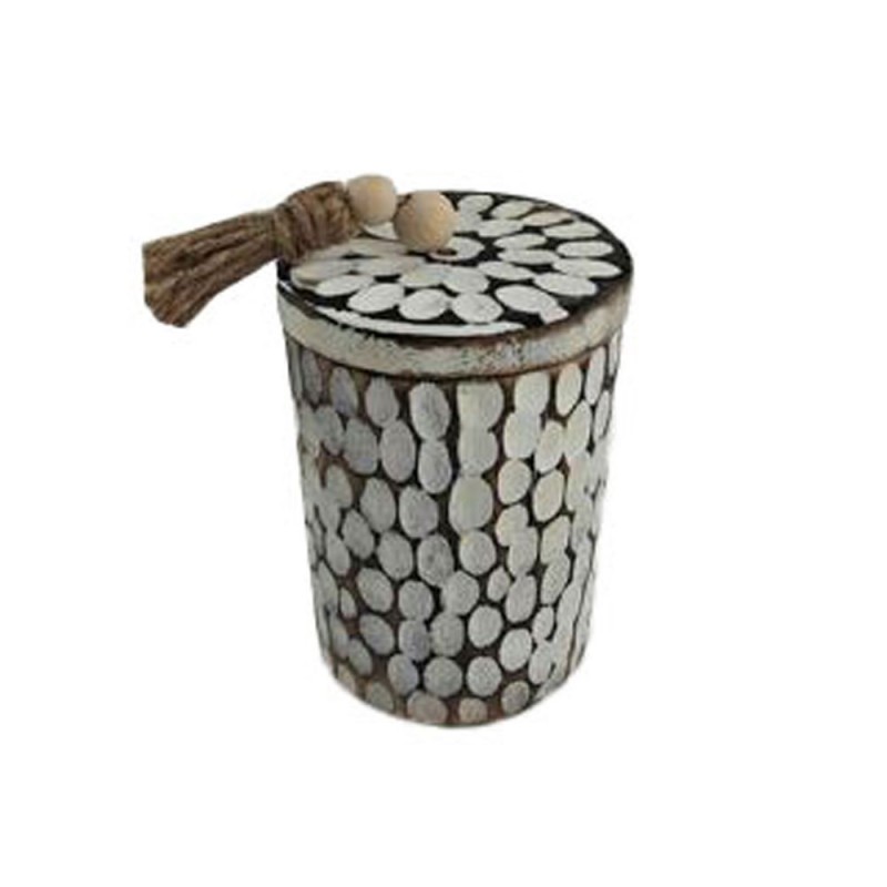 AMAR ΚΟΥΤΙ ΑΠΟΘΗΚΕΥΣΗΣ 11x11x16cm ΞΥΛΟ ΚΑΦΕ ΛΕΥΚΟ