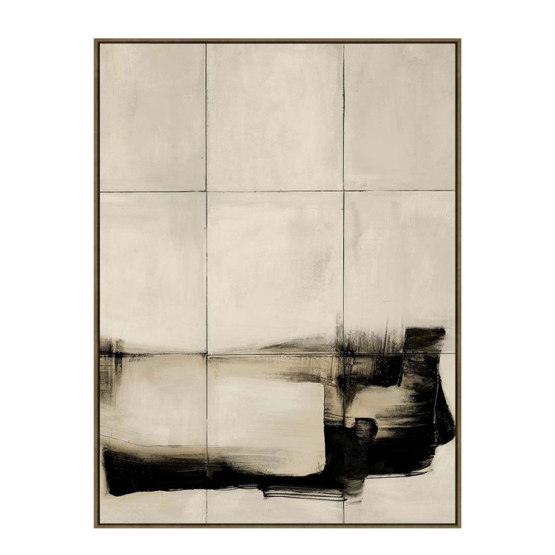 SHIFTING REALITIES ΠΙΝΑΚΑΣ ΔΙΑΚΟΣΜΗΤΙΚΟΣ ΜΕ ΚΟΡΝΙΖΑ 90x120x4cm ΚΑΜΒΑΣ ΜΠΕΖ ΜΑΥΡΟ PP