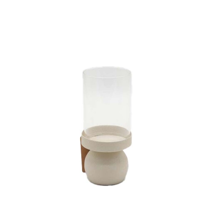 VELA ΚΗΡΟΠΗΓΙΟ 9x9x20cm ΜΕΤΑΛΛΟ ΜΠΕΖ ΓΥΑΛΙ