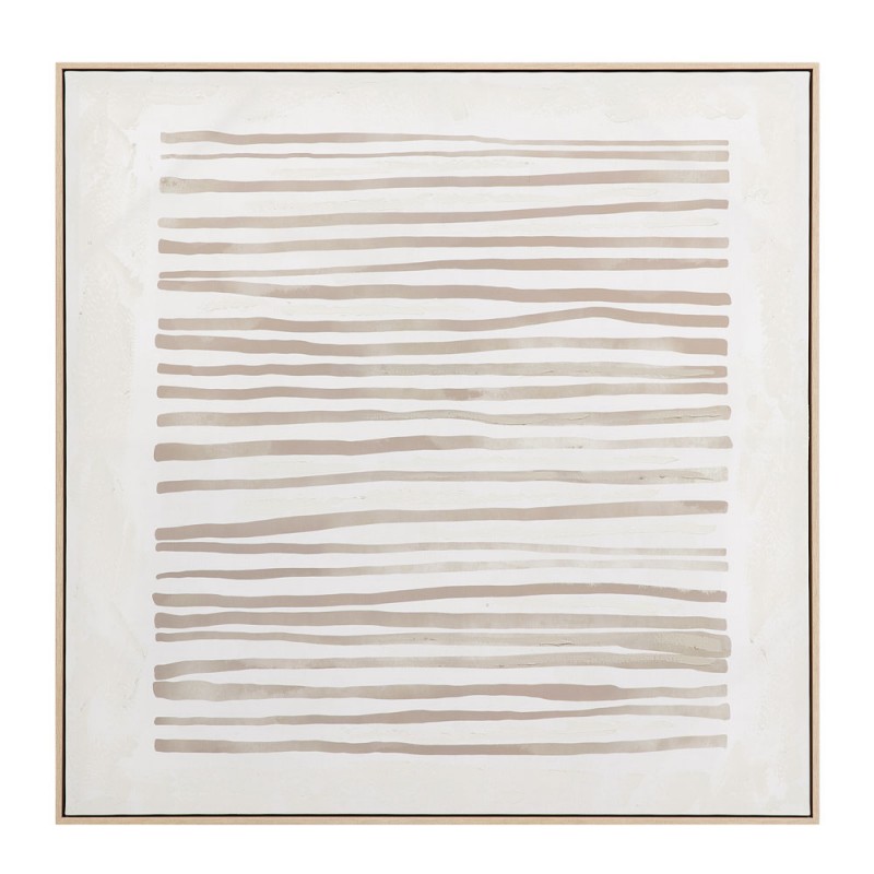 RAYA B ΠΙΝΑΚΑΣ ΔΙΑΚΟΣΜΗΤΙΚΟΣ ΜΕ ΚΟΡΝΙΖΑ 100x100x4cm ΚΑΜΒΑΣ ΜΠΕΖ ΚΑΦΕ ΞΥΛΟ ΦΥΣΙΚΟ