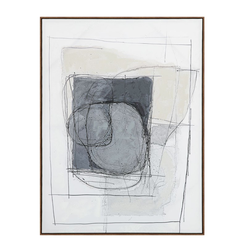 WOMB BEAUTY ΠΙΝΑΚΑΣ ΔΙΑΚΟΣΜΗΤΙΚΟΣ ΜΕ ΚΟΡΝΙΖΑ 90x120x4cm ΚΑΜΒΑΣ ΜΠΛΕ ΣΚΟΥΡΟ ΓΚΡΙ ΜΠΕΖ ΞΥΛΟ ΦΥΣΙΚΟ