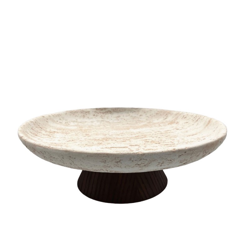 TRAVERTINO ΔΙΣΚΟΣ ΔΙΑΚΟΣΜΗΣΗΣ 30x30x10cm POLYRESIN STONE ΚΑΦΕ ΣΚΟΥΡΟ