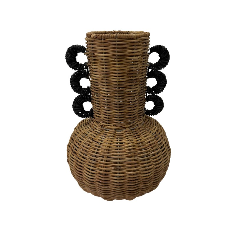 ARUNDO ΒΑΖΟ 24x24x35cm RATTAN ΦΥΣΙΚΟ ΦΥΣΙΚΟ ΜΑΥΡΟ