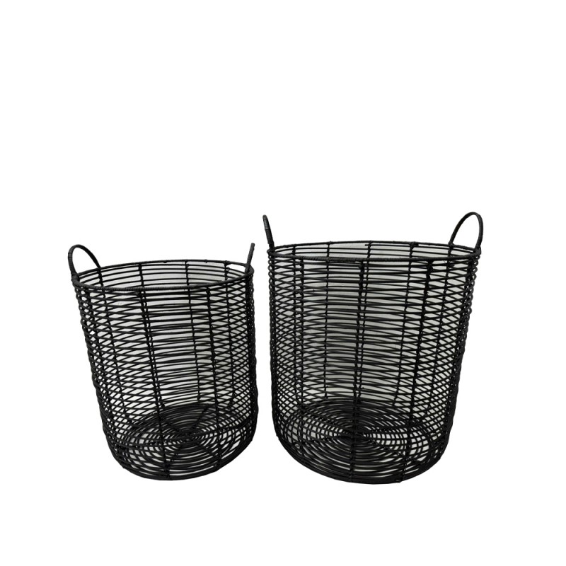 ONYX ΚΑΛΑΘΙ SET 2ΤΜΧ 40x40x51cm RATTAN ΦΥΣΙΚΟ ΜΑΥΡΟ