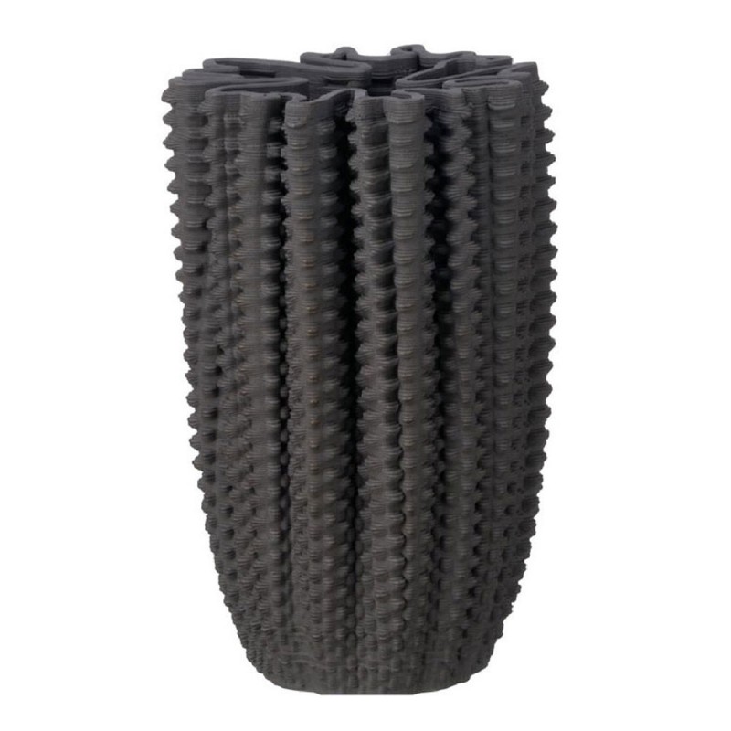 VELISSE ΒΑΖΟ 16x16x24cm ΚΕΡΑΜΙΚΟ ΓΚΡΙ ΣΚΟΥΡΟ