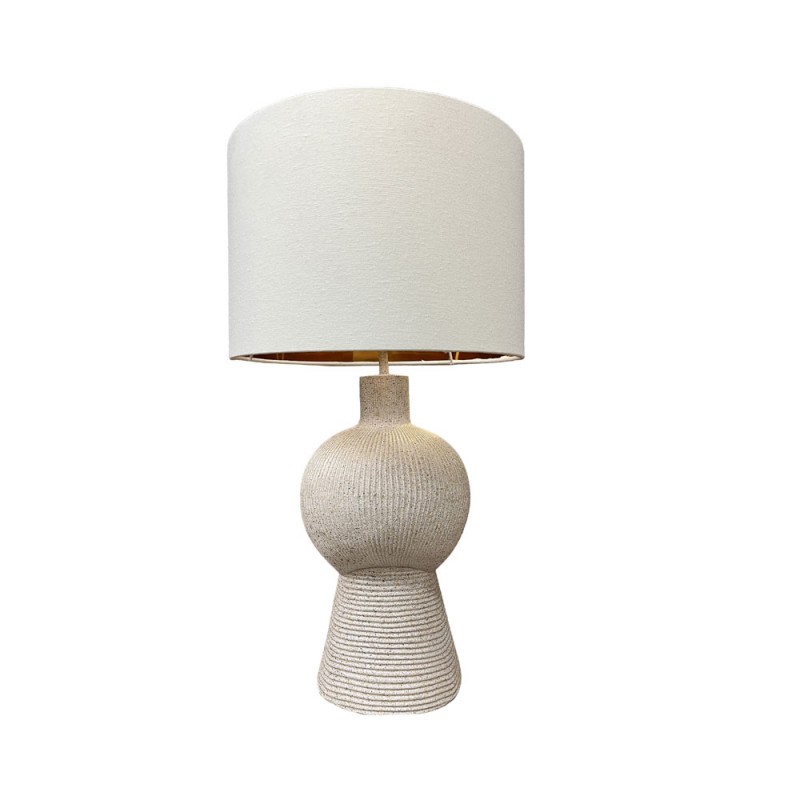 CAPELLE ΦΩΤΙΣΤΙΚΟ ΕΠΙΤΡΑΠΕΖΙΟ 30.7x30.7x55cm POLYRESIN OFF WHITE ΥΦΑΣΜΑ ΛΕΥΚΟ