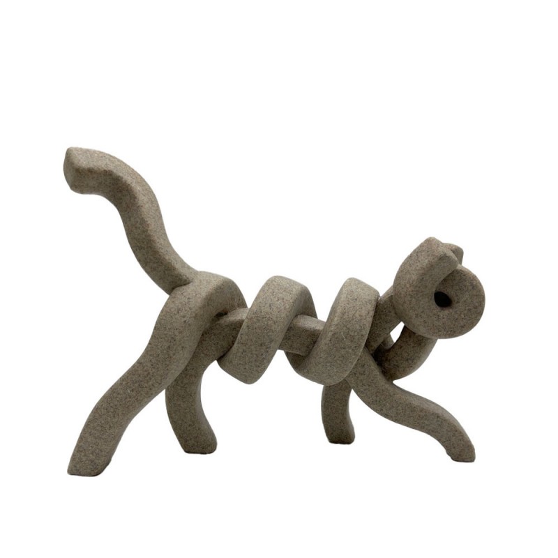 BELMA ΔΙΑΚΟΣΜΗΤΙΚΟ ΓΑΤΑ 29.8x7.7x21.6cm POLYRESIN STONE ΜΠΕΖ