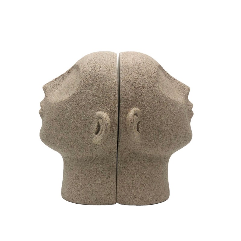 VOLTO LIBRO ΔΙΑΚΟΣΜΗΤΙΚΟ ΠΡΟΣΩΠΟ 25x18.5x23cm POLYRESIN STONE ΜΠΕΖ