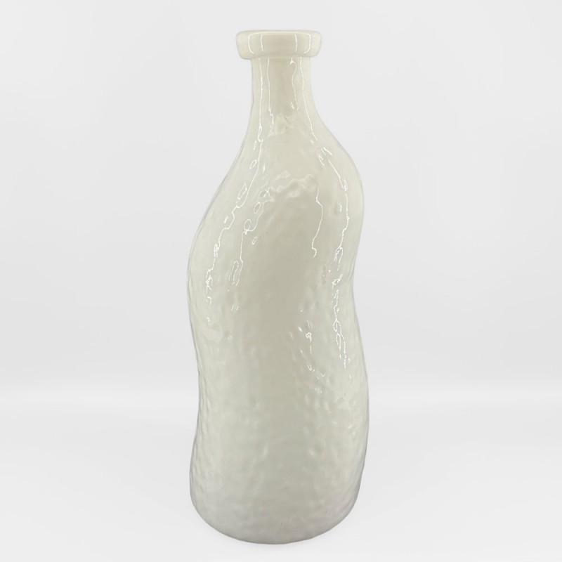 ROMAIN ΒΑΖΟ 15.5x15.5x40cm ΓΥΑΛΙ ΑΣΠΡΟ