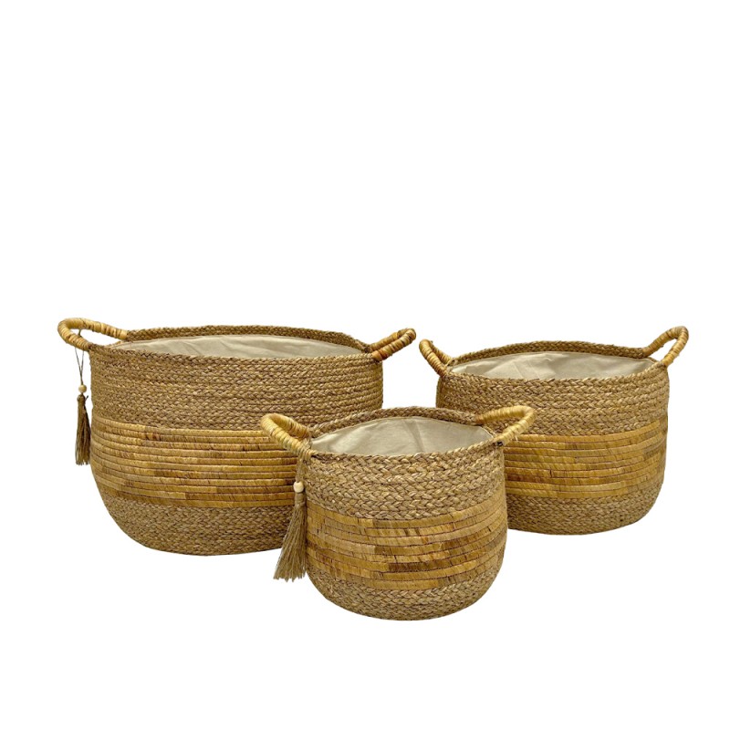 STRAWSY ΚΑΛΑΘΙ ΥΑΚΙΝΘΟΥ SET 3ΤΜΧ 52x52x33cm ΥΑΚΙΝΘΟΣ ΦΥΣΙΚΟ ΜΠΕΖ