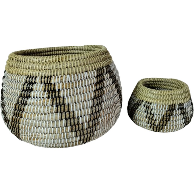 LAI ΚΑΛΑΘΙ SET 2ΤΜΧ 28x28x28cm KANSGRASS ΑΣΠΡΟ ΜΑΥΡΟ ΠΛΑΣΤΙΚΟ ΦΥΣΙΚΟ