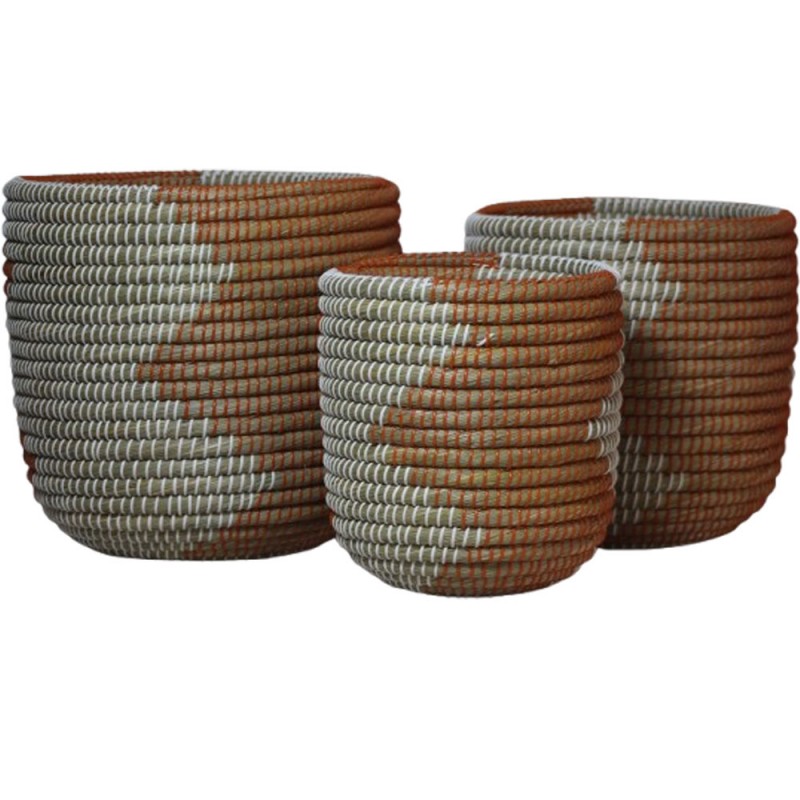 ZURI ΚΑΛΑΘΙ SET 3ΤΜΧ 37x37x37cm KANSGRASS ΑΣΠΡΟ ΠΟΡΤΟΚΑΛΙ ΠΛΑΣΤΙΚΟ