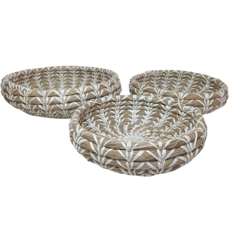 SURI ΜΠΩΛ SET 3ΤΜΧ 45x45x14cm KANSGRASS ΑΣΠΡΟ ΦΥΣΙΚΟ ΠΛΑΣΤΙΚΟ