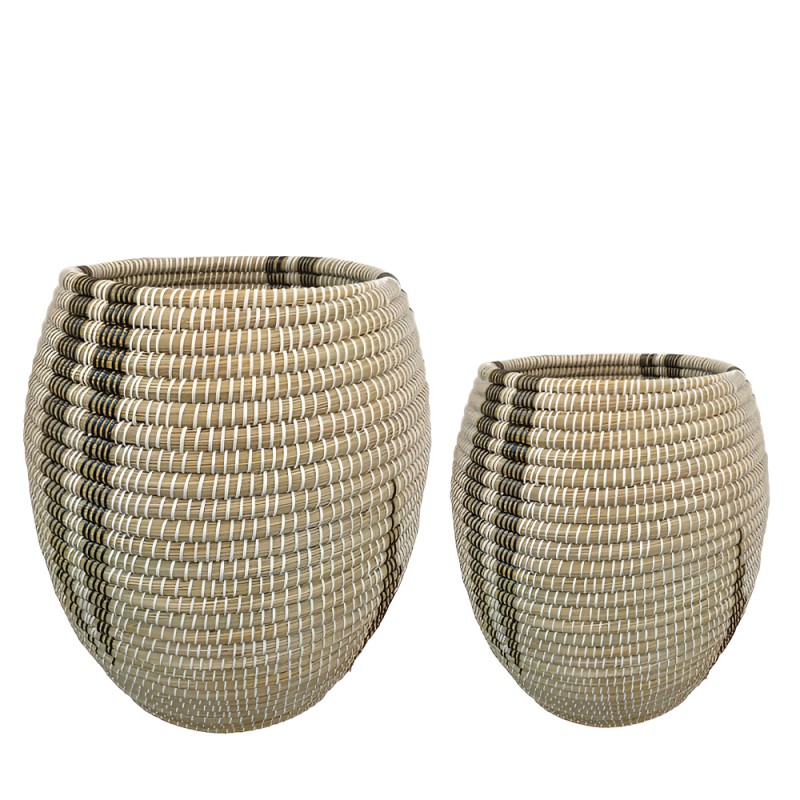 AKI ΚΑΛΑΘΙ SET 2ΤΜΧ 36x36x54cm KANSGRASS ΑΣΠΡΟ ΜΑΥΡΟ ΠΛΑΣΤΙΚΟ ΦΥΣΙΚΟ