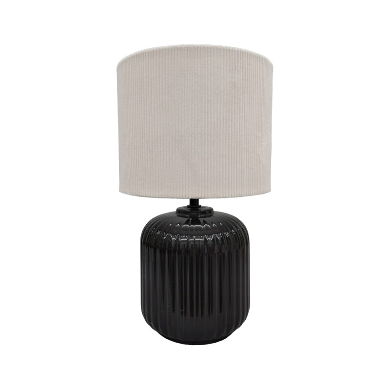 NIM ΦΩΤΙΣΤΙΚΟ ΕΠΙΤΡΑΠΕΖΙΟ 20x20x34cm ΚΕΡΑΜΙΚΟ ΜΑΥΡΟ ΥΦΑΣΜΑ ΛΕΥΚΟ