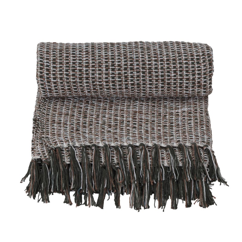 LINEN ΡΙΧΤΑΡΙ ΔΙΑΚΟΣΜΗΤΙΚΟ 130x170cm ΥΦΑΣΜΑ ΠΡΑΣΙΝΟ ΣΚΟΥΡΟ ΚΑΦΕ POLYESTER