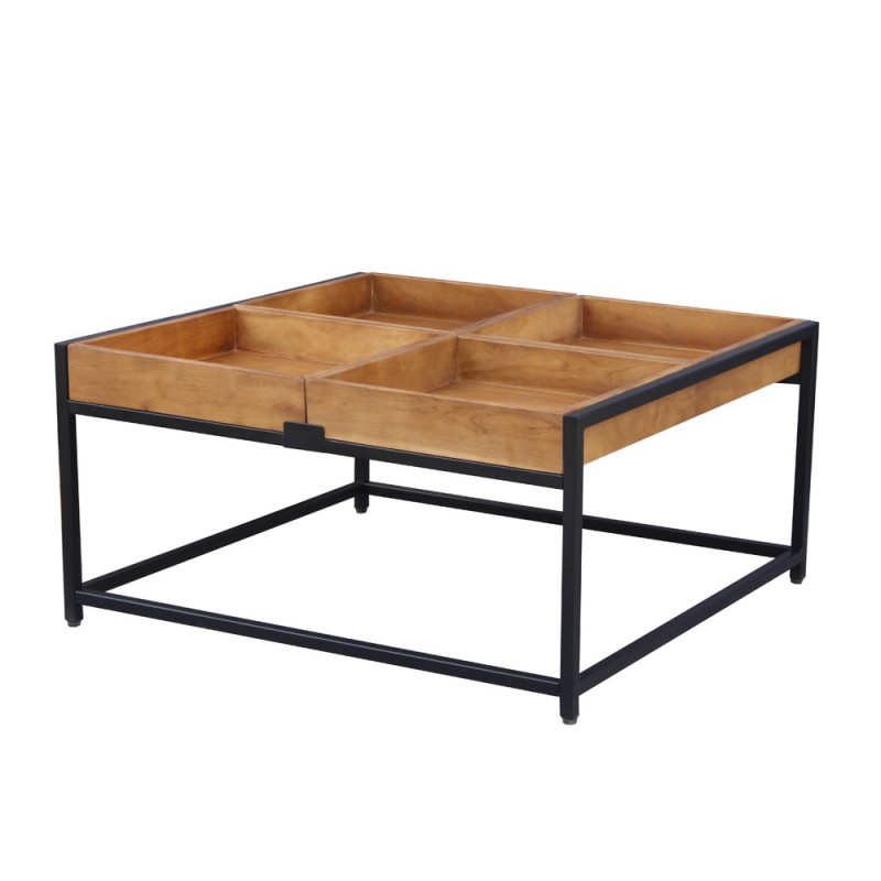 COMBO COFFEE TABLE ΚΑΡΥΔΙ ΜΑΥΡΟ 84x80x42cm