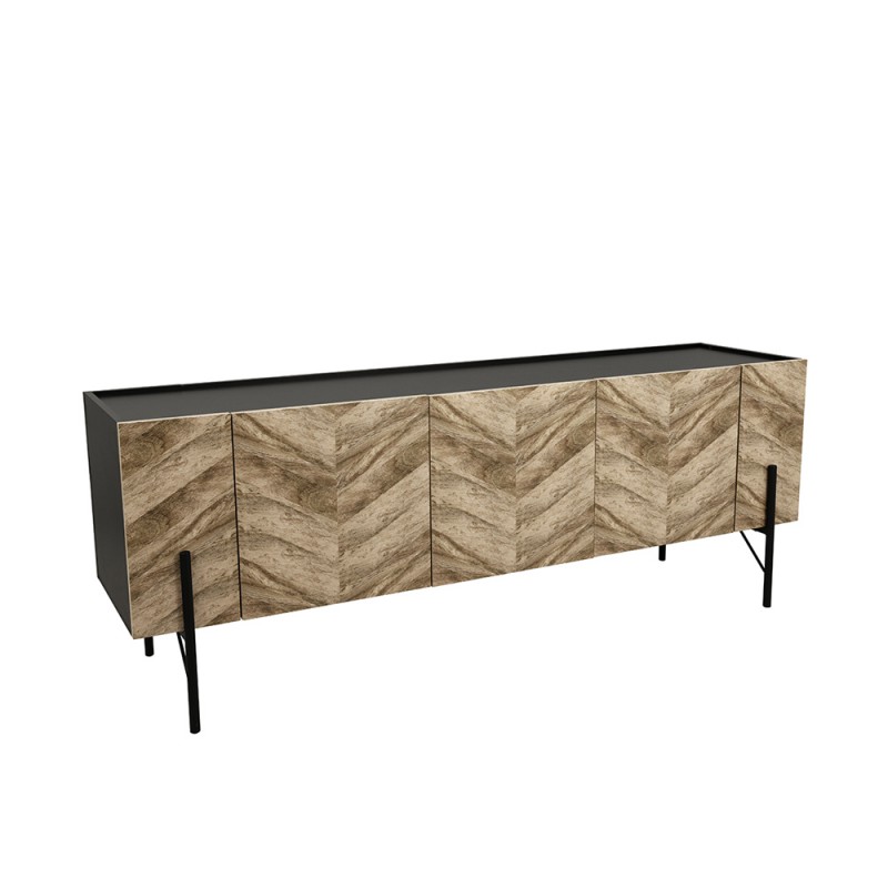 PARKE TV STAND ΜΑΥΡΟ ΦΥΣΙΚΟ ΜΕ PATTERN 160x43xH60cm