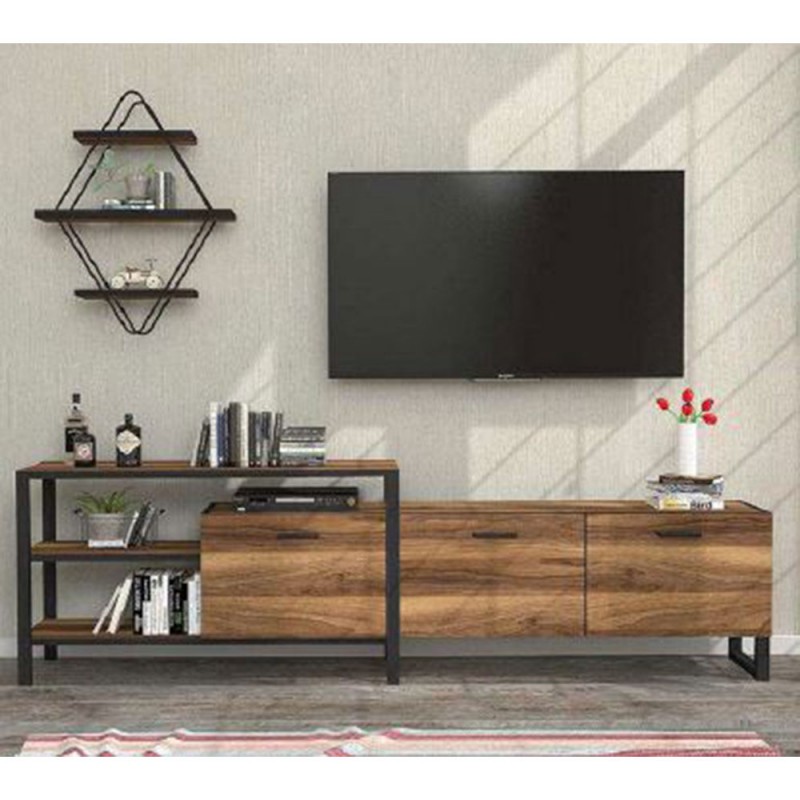 RAM TV STAND ΚΑΡΥΔΙ ΜΑΥΡΟ 180-44x35xH55-44cm