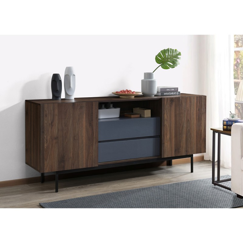 GROOVES ΜΠΟΥΦΕΣ 2ΠΟΡΤΕΣ 2ΣΥΡΤΑΡΙΑ WOTAN OAK ΓΚΡΙ 180x41,5xH80cm