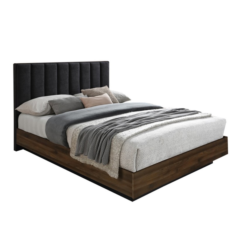 BOXY ΚΡΕΒΑΤΙ (ΓΙΑ ΣΤΡΩΜΑ 160x200cm) ΓΚΡΙ ΣΚΟΥΡΟ ΚΑΡΥΔΙ 211,5x165xH111,2cm